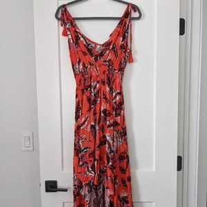 Tropical High-low Dress, orange (Size 1X)